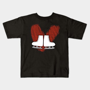 Heart and Ice Skates doodle Kids T-Shirt